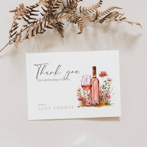 Biglietto di ringraziamento per addio al nubilato "Vino Before Vows", invito per addio al nubilato "Vino Before Vows", invito a tema vino per addio al nubilato, biglietto di ringraziamento "Vino Before Vows" BB01