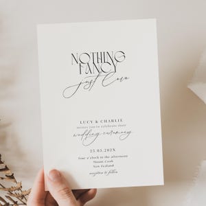 Nothing Fancy Just Love Wedding Invitations, Intimate Wedding Reception Invitation, Minimalist Modern Wedding Elopement Invitation, WD01