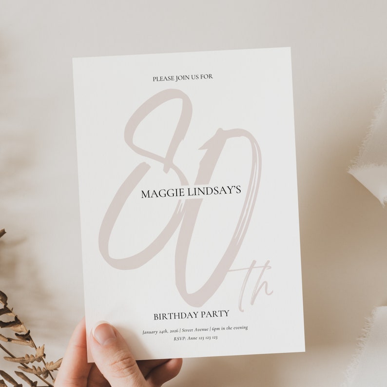 Downloadable 80th Birthday Invitation Template 80th Birthday Downloadable 80th Birthday Invitation Template 80th Birthday