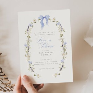 Wildflowers Bridal Shower Invitation Blue, Love In Bloom Bridal Shower Blue, Something Blue Flowers Bridal Shower, Bridal Shower Blue, FW01