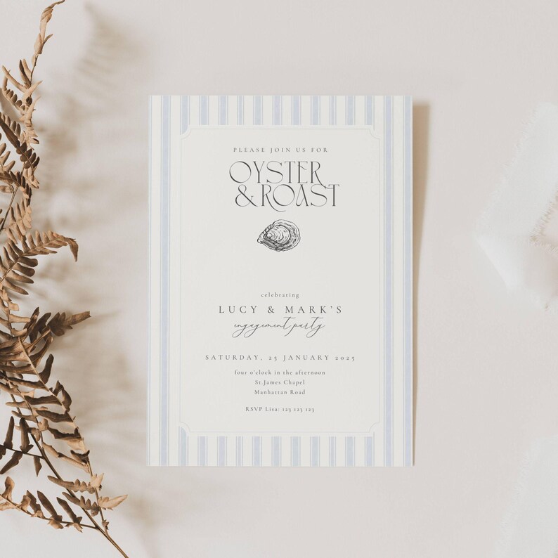 Oyster and Roast Engagement Party Invitation, Nautical Themed Oyster And Roast Engagement Invitation, Classic East Coast Engagement