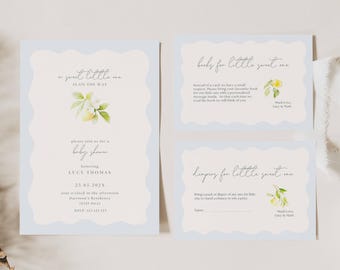 Lemon Baby Shower Invitation, A Sweet Little One is on the Way Invitation, Baby Shower Lemon Invitation Set, Citrus Baby Shower Invite, CP01