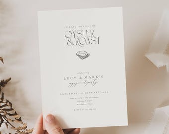 Oyster Roast Engagement Party Invitation: Minimalist, Classic East Coast, Seafood (Editable Template)