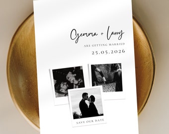 Save The Date with Multiple Photos, Save the Date Photo and QR Code, Modern Save the Date Template, Minimalist Wedding Save the Date, SD01