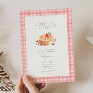 Cutie Pie Gingham Baby Shower, A Little Cutie Pie Is On The Way, Sweet As Pie, Cutie Pie Invite, Pie Baby Shower, Pie Theme Baby Shower CT01