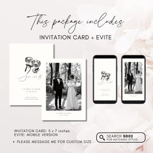 Carte "Retenez cette date" champagne lunatique dessinée à la main avec photo, modèle "Retenez les dates" avec photo, "Retenez cette date" champagne, chic, SD02 image 8