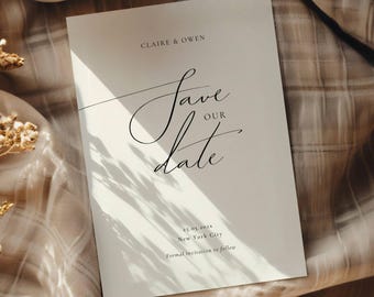 Minimalist Elegant Save the Date Template, Simple Modern Wedding Announcement, Modern Save The Date, Minimalist Save Our Date Wedding, SD01