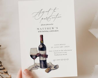 Aged To Perfection Birthday Invitation, Wine Theme Birthday Invitation, 70th Birthday Wine, 30th Birthday Wine, Winery Birthday Invite, AB02