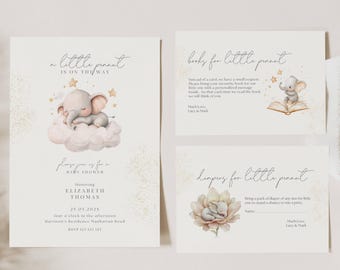 Elephant Baby Shower Invitation, A Little Peanut is on the way Baby Shower, Blush Pink Elephant Baby Shower Invite, Elephant Girl Shower NUT