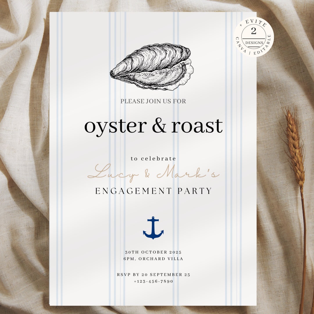 Oyster Roast Invitation, Engagement Party Invitation, Party Invitation ...