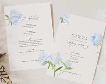 Dusty Blue Wedding Invite Set, Dusty Blue Wedding Invitation Templates, Blue Wedding Invite Set, Dusty Blue Wedding Invitation Suite