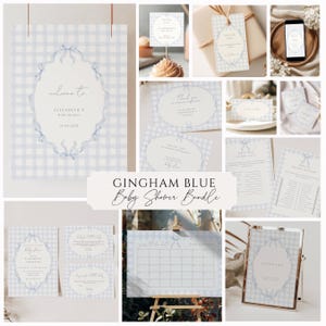 Blue Gingham Baby Shower Invitation, Classic Gingham Boy Baby Shower Invite, Light Blue Plaid Baby Shower Invite, Gingham Baby Sprinkle, GH