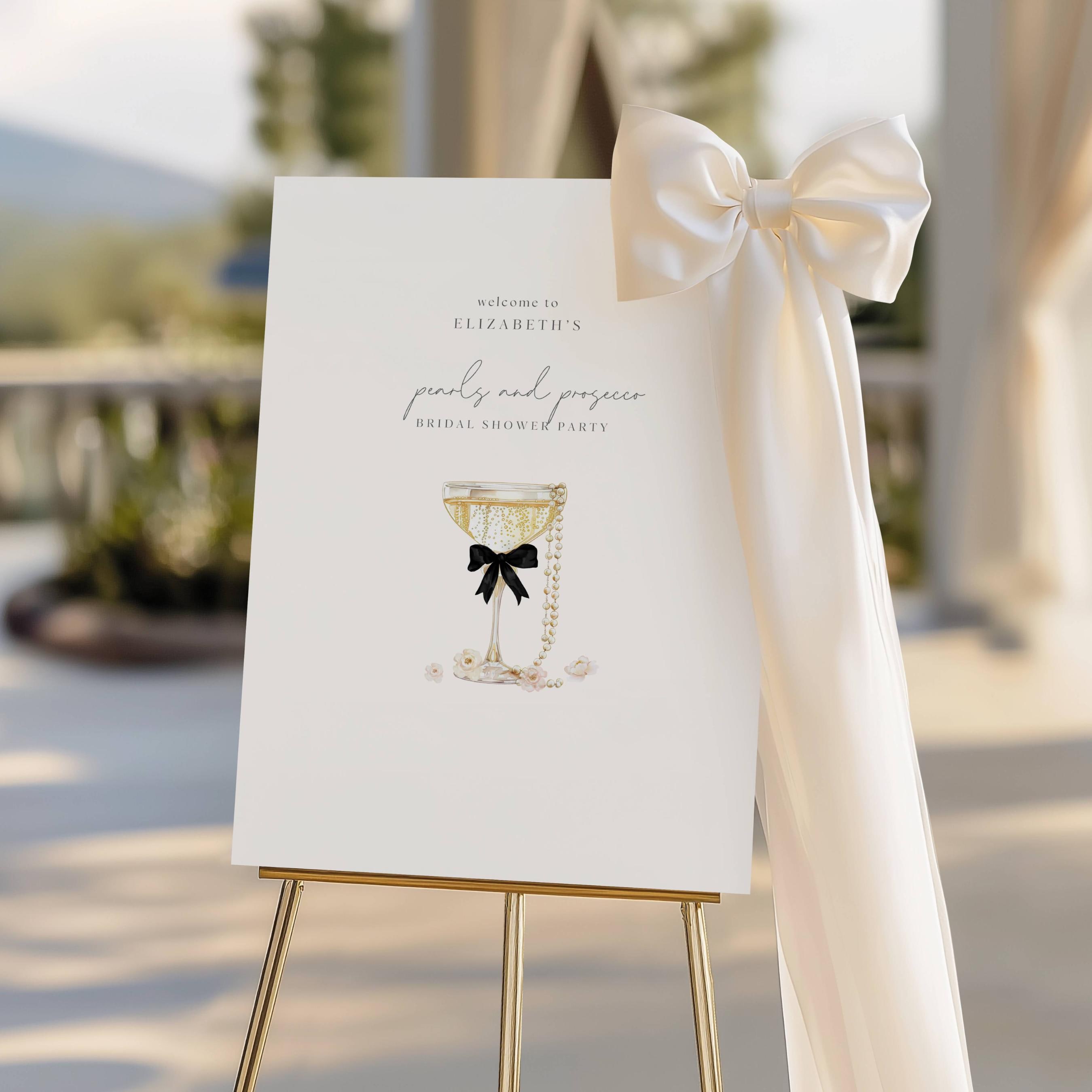 Pearls and Prosecco Bridal Shower Welcome Sign, Pearl Necklace Prosecco Bridal Shower, Bridal Shower Welcome Sign Pearls And Prosecco, BB02