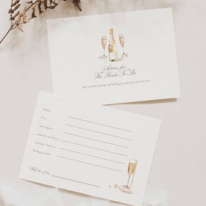 Pearls Of Wisdom For Bridal Shower, Pearls and Prosecco Bridal Shower Invitation, Pearls and Prosecco Bridal Shower Advice and Wishes Card