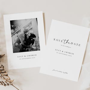 Save the Date Template Double Sided, Minimalist Photo Save the Date Invite, Wedding Save Our Date Card, Save The Dates With Picture, SD02