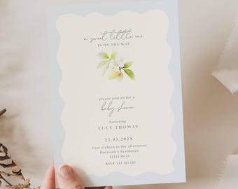 Lemon Baby Shower Invitation, A Sweet Little One is on the Way Invitation, Baby Shower Lemon Invitation Set, Citrus Baby Shower Invite, CP01