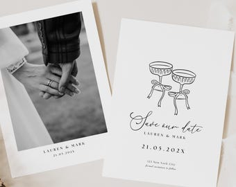 Photo retenue dessinée à la main, réservez champagne, classe réservez votre date, réservez le modèle avec photo, réservez une date moderne SD02