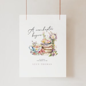 A New Chapter Begins Bridal Shower Sign, Book Theme Bridal Shower Invite, A New Chapter Begins Bridal Shower, Storybook Theme Bridal, TP01