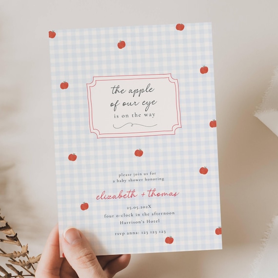 Apple Of My Eye Baby Shower Invitation, Apple Of Our Eye Invite, Autumn Fall Apple Baby Shower,  Fall Harvest Baby Shower Invitation, CP01