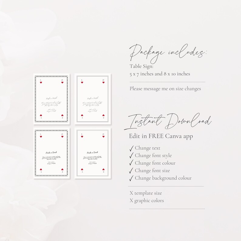 Playing Cards Guest Book Sign, Pick A Card Sign, Please Sign our Guest Book, Wedding Pick A Card Sign, Custom Playing Card Guestbook Sign Template