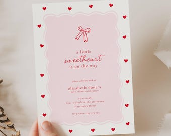 A Little Sweetheart Is On The Way Baby Shower Invitation, Valentine's Baby Shower Invitation, Hearts Baby Shower, Sweet Baby Shower, AH11