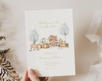 Construction Baby Shower Invitation: Baby Under Construction (Editable Template)