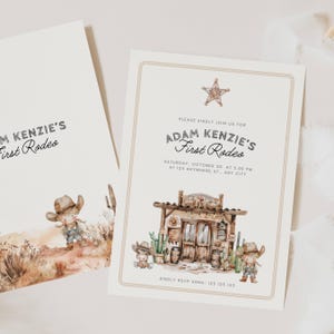 1st Rodeo Birthday Boy Invitations, First Rodeo Birthday Party Boy, My First Rodeo Birthday Invitation Boy, Little Cowboy Wild West, WB01