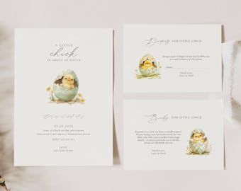 Chicken Baby Shower Invite, A Little Chick is About to Hatch, Little Chick Spring Baby Shower Invitation, Chick Floral Baby Shower, BY01