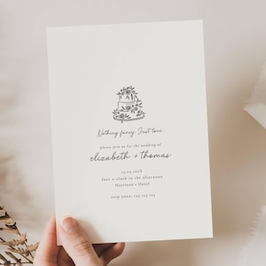 Nothing Fancy Just Love Wedding Invitations, Intimate Wedding Reception Invitation, Minimalist Modern Wedding Elopement Invitation, WD01