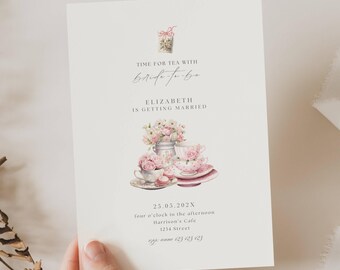 Time For Tea With The Bride To Be Invitation, Bridal Shower Tea Time, Tea Party Bridal Shower Invites, Tea Time Bridal Shower Invites, TP01