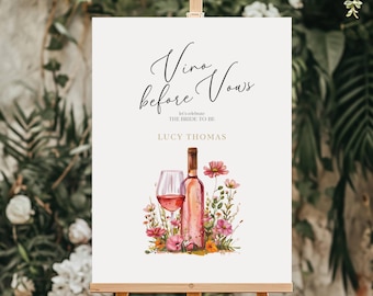 Vino Before Vows Bridal Shower Welcome Sign, Wine Themed Bridal Shower Welcome Sign, Editable Wine Vino Before Vows Bridal Shower, BB01