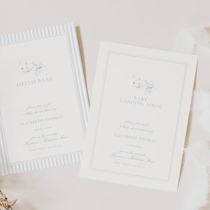 Landing Soon Baby Shower Invitation, Minimalist Airplane Baby Shower Invite, Classic Airplane Baby Shower, Vintage Airplane Baby Shower AH11