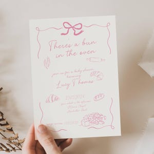 Bun In The Oven Baby Shower Invitation Template, Bakery Baby Shower Invitation, Bun In The Oven Baby Shower Girl Boy Gender Neutral, BUN