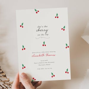 Set di inviti per baby shower "Cherry on Top", invito per baby shower "She is the Cherry on Top Girl", il nostro piccolo baby shower "Cherry on Top", CP01