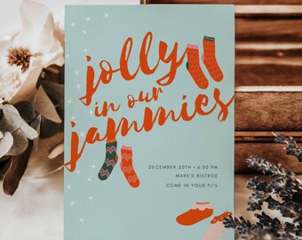 Christmas Pajama Party Invitation: Editable Holiday Sleepover Invite (Digital Download), Warm and Cozy