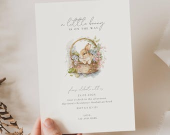 Invito per baby shower a forma di coniglietto, Baby shower a forma di coniglietto, Invito per baby shower di Pasqua, Invito a forma di coniglietto, BY01