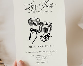 Engagement Party Invite Champagne, Engagement Party Invitation Hand Drawn, Couples Shower Invite, Champagne Wedding Shower Invitation, BB02
