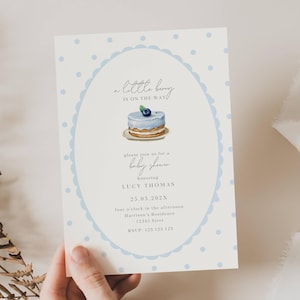 Blueberry Baby Shower Invitation, Berry Sweet Baby Shower Invitation, A Sweet Little Berry Baby Shower Invite, Baby Shower Blueberry, FR01