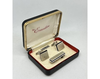 Vintage Harold Fithian Fi ~ Modernist Sterling Silver Plaque 925 Cufflinks Set