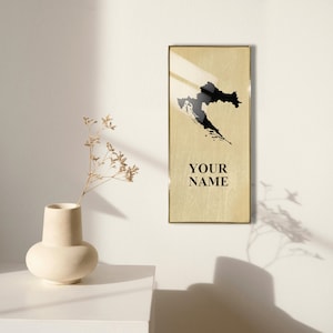 Croatian map personalised home decoration with your name. Elegant and stylish decor for your home