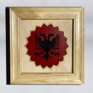 Handgemachte albanische Adleracrylmalerei, elegantes albanisches Wohndekordekor