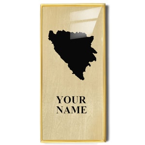 Bosnian map personalised home decoration with your name.  Elegant and stylish decor for your home