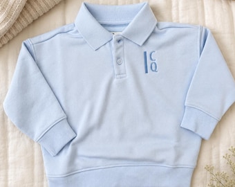 Personalized Toddler Polo Sweatshirt | Custom Monogram Pullover | Boys Embroidered Name Sweater | Classic Kids Outfit