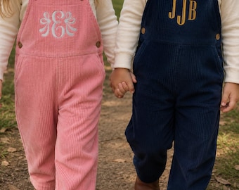 Embroidered Corduroy Baby Overalls | Monogrammed Romper, Custom Outfit