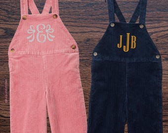 Embroidered Corduroy Baby Overalls | Monogrammed Romper, Custom Outfit