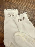 Embroidered Pilates Socks: "Marriage Material" Bridal Shower Gift