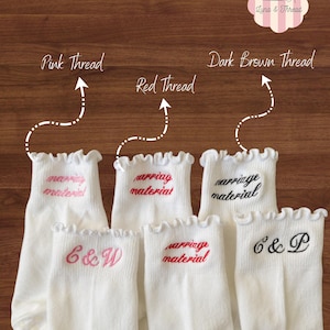 Embroidered Pilates Socks: "Marriage Material" Bridal Shower Gift image 2
