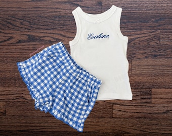 Personalized Toddler Tank and Ruffle Shorts Set | Custom Name Summer Outfit