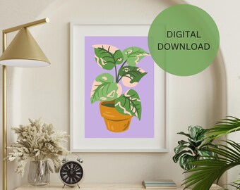 Purple House Plant Wall Art