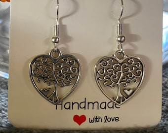 Tree of life heart earrings